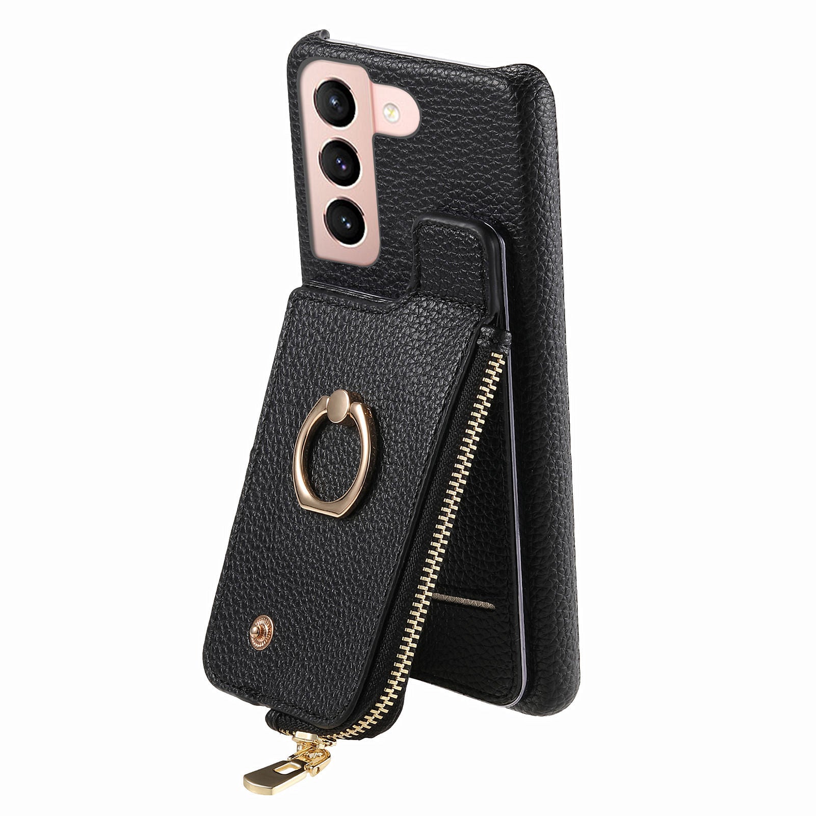 Y3 for Samsung Galaxy S21+ 5G Leather+TPU Ring Kickstand Case Phone Cover with Zipper Pocket Y3 for Samsung Galaxy S21+ 5G Leather+TPU Ring Kickstand Case Phone Cover with Zipper Pocket